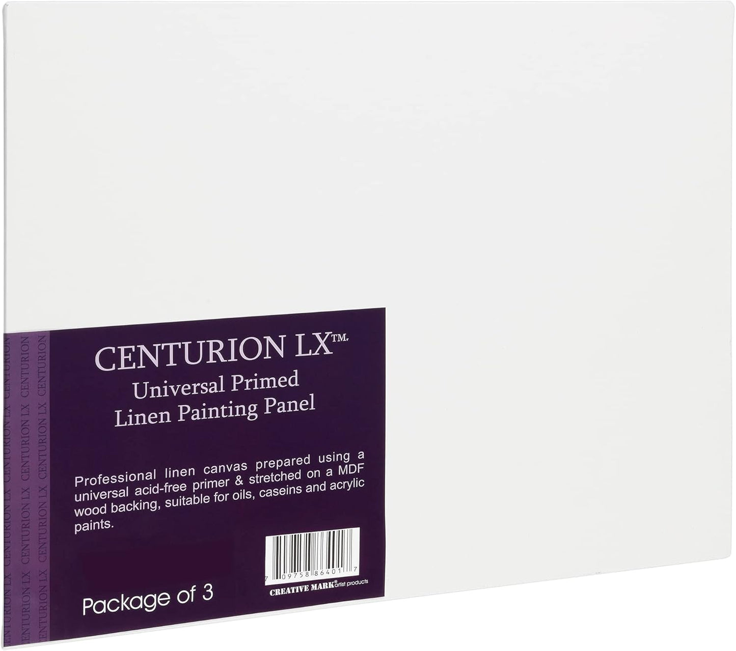 Centurion All-Media Primed Linen Panels - 18x24 3 Pack - 11oz Universal Primed Canvas Boards for Painting, Mounted on MDF Wood, Non-Warping, Ideal for Artists, Professionals, and Painters
