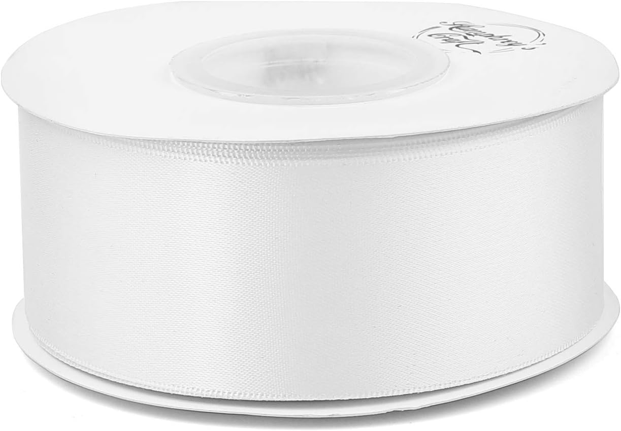 Humphrey's Craft 1-1/2 Inch White Double Faced Satin Ribbon - 25 Yards Variety of Color for Crafts Gift Wrapping DIY Bows Bouquet Decoration Sewing Christmas Tree Wedding and Invitation Card. - Crafty Corner