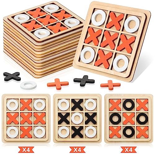 12 Pcs Mini Wooden Tic Tac Toe Board Game (12 Count)