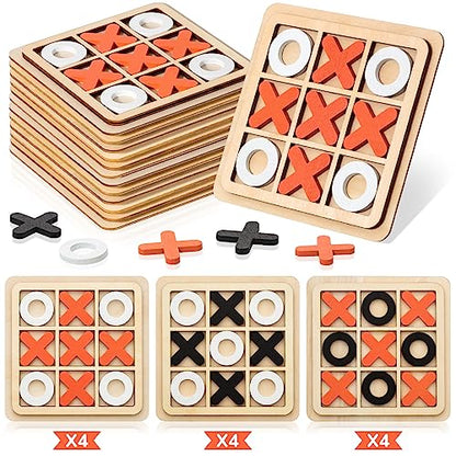 12 Pcs Mini Wooden Tic Tac Toe Board Game (12 Count)