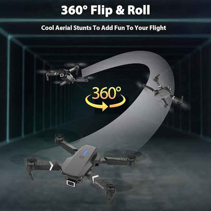 Drone With 1080P Camera for Adults Beginners Kids, Foldable RC Quadcopter, Toy Drones Gifts, FPV Drone Video, 2 Batteries, Carrying Case, One Key Start, Headless Mode, Waypoints fly, 360° Flips