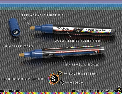 28 Southwestern Colors Acrylic Paint Pens Studio Color Series Markers Set 3mm Medium Tip (28 Count)