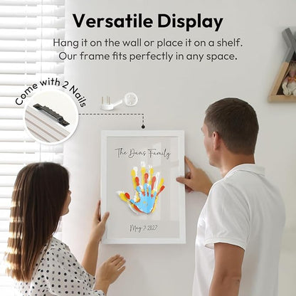 Kaciola Family Handprint Kit, DIY Newborn Keepsake Frame, Baby Hand and Footprint Kit, Unique New Baby Gift for Mothers Day Crafts Anniversary (White)