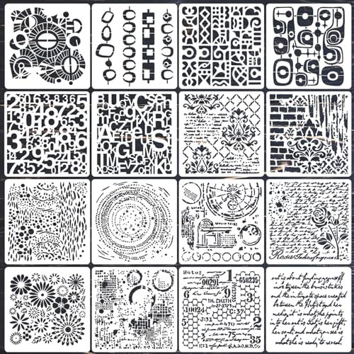 Texture Stencils for Painting Geometric Stencils for Mixed Media 6"