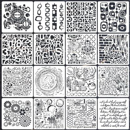 Texture Stencils for Painting Geometric Stencils for Mixed Media 6"