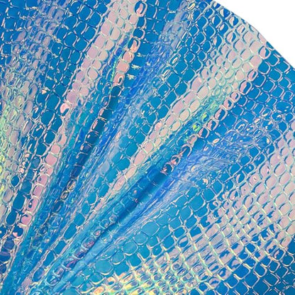 Iridescent Transparent Embossed Vinyl Holographic Blue Clear PVC Vinyl Craft Film 16"×54" for Sewing DIY Projects