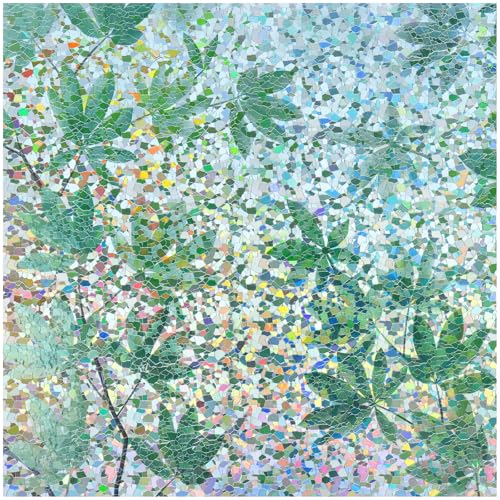 Rainbow Window Privacy Film Decorative Stained Glass Diamond Pattern Window Sticker with Iridescent Tint Non (12.92 Sq Ft)