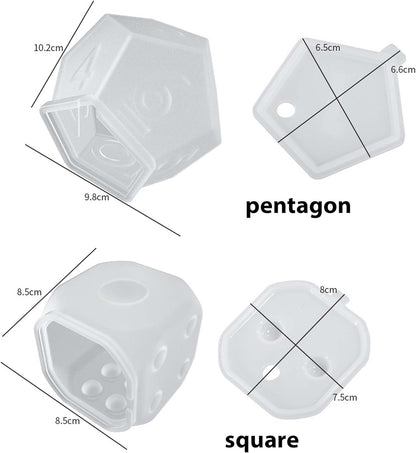 4 Pack Resin Mold Set - 4 Inch Dice, Triangle, Pentagon, 3D Candle & Chocolate Mold for Resin Candle & Soap Making