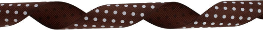 Polka Dot Grosgrain Ribbon 25 Yard Each Roll 100% Polyester (1", Coffee) - Crafty Corner