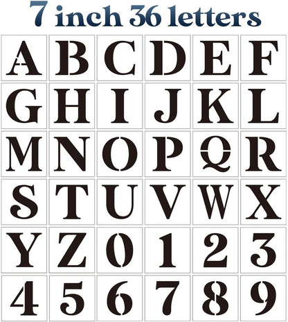 7inch Letter Stencils for Painting on Wood,Alphabet Stencils Drawing Stencil Letters Numbers Stencils for Wall Wood Signs Home Porch