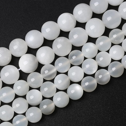 88pcs 4mm Natural White Moonstone Beads AAA Gemstone Round Loose Beads for Jewelry Making DIY Bracelets Necklaces Crystal Energy Healing Stone Beads 15" (4mm, White Moonstone)