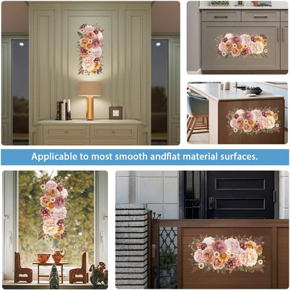 GLOBLELAND 4 Sheets Pink Vintage Bouquet Rub on Transfer for Furniture 11.8x5.9inch Flowers and Plants Rub on Transfer Sticker Daisy UV Self Adhesive Decals Wall Art Craft for Home Decor