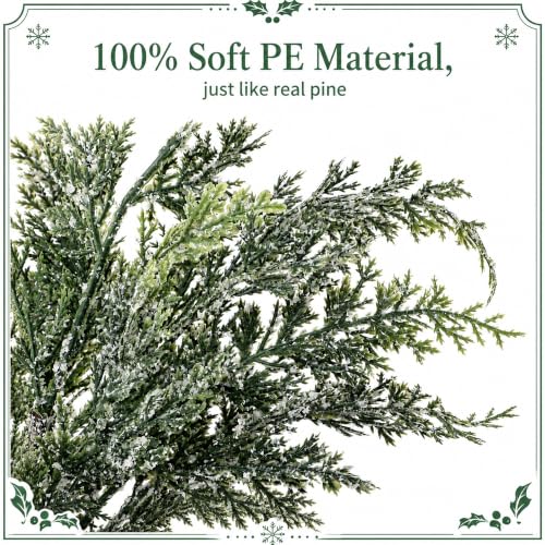 10 Pcs 2 Color Snowy Cypress Christmas Branches Artificial Cedar Stems (10 Count)