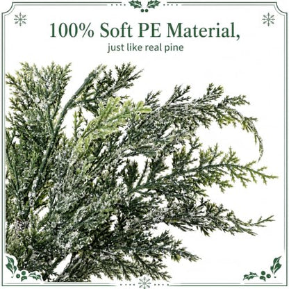 10 Pcs 2 Color Snowy Cypress Christmas Branches Artificial Cedar Stems (10 Count)