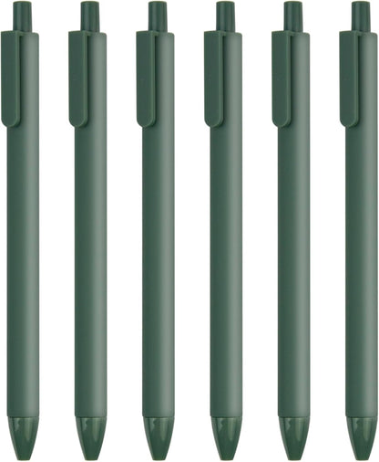 ldcrea Green Gel Pens 0.5 Fine Tip, Black Ink, Silky Grip, 6 Pack