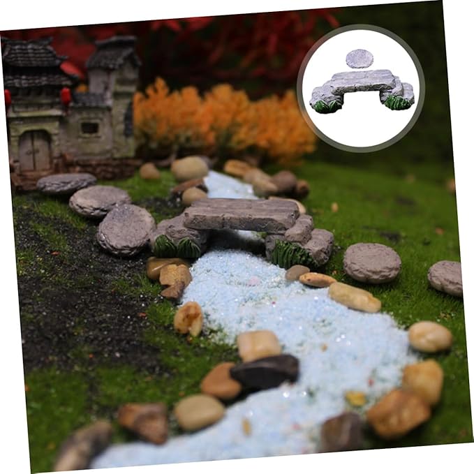 TOYANDONA Creative Miniature Bridge and Stepping Stones for Garden and Bonsai Decor DIY Micro Landscape Kit with and Stone Pathway for Succulent Planters and Fish Tank Ornamentation