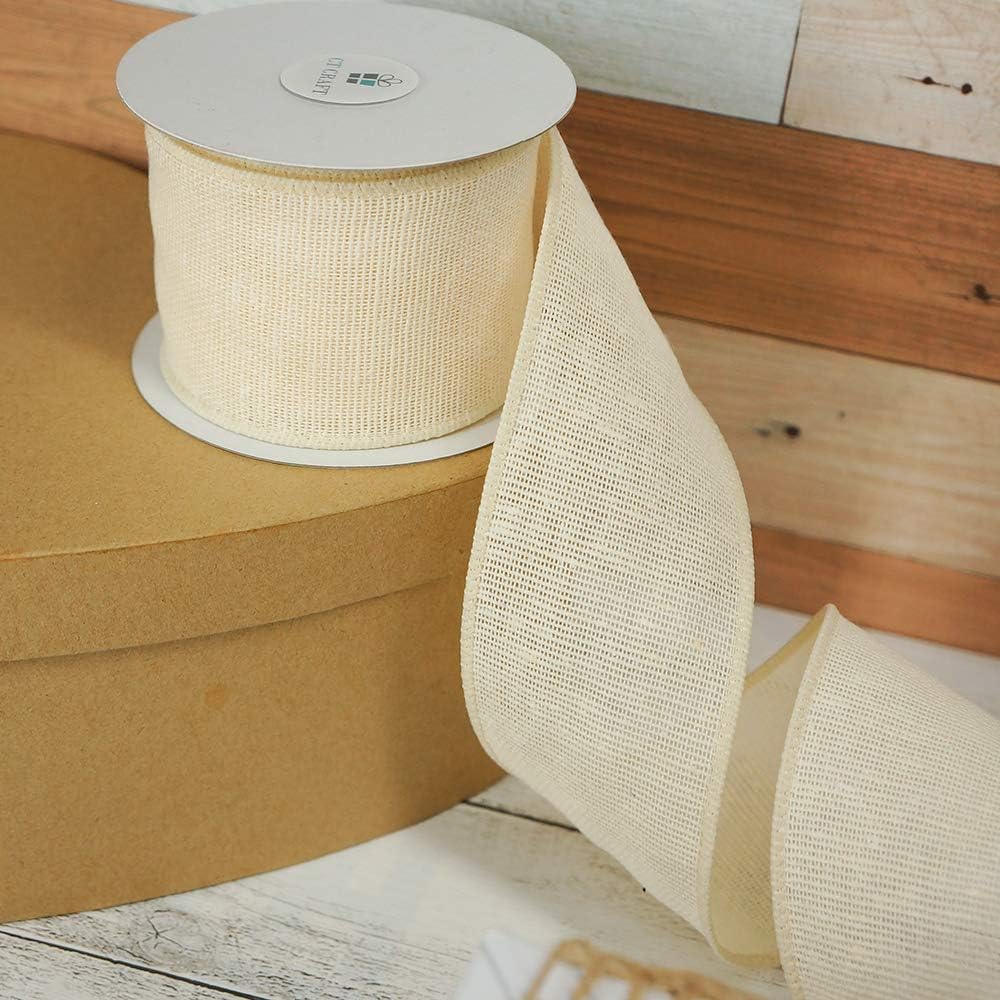 CT CRAFT LLC Ivory Canvas Wired Ribbon 2.5 Inch x 10 Yards for Christmas Home Decor Tree Topper Bow Gift Wrapping DIY Crafts Wreath Garland Easter Holiday - Crafty Corner