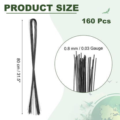 PATIKIL 32 Inch 22 Gauge Floral Stem Wire, 4 Pack/160 Pieces Bouquet Stem Paper Wrapped for DIY Crafts Flower Arrangements, Black