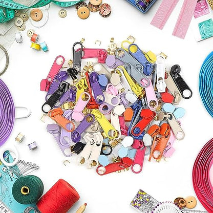 42 Yards 14 Pieces Coil Zippers Assorted Nylon Zipper with 56 Sliders
