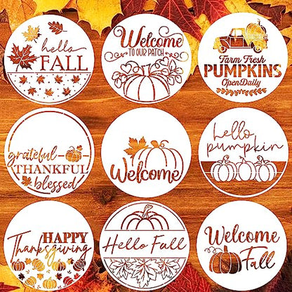 Fall Stencils for Painting on Wood 12" Fall Stencils for Crafts Reusable (9 Count)