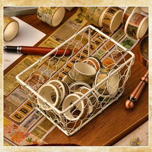 36 Rolls Vintage Washi Tape Pack Retro Arts Adhesive Tapes Wide Chronicle Decorative Masking Tape Sets for Craft (118.1102 Foot)