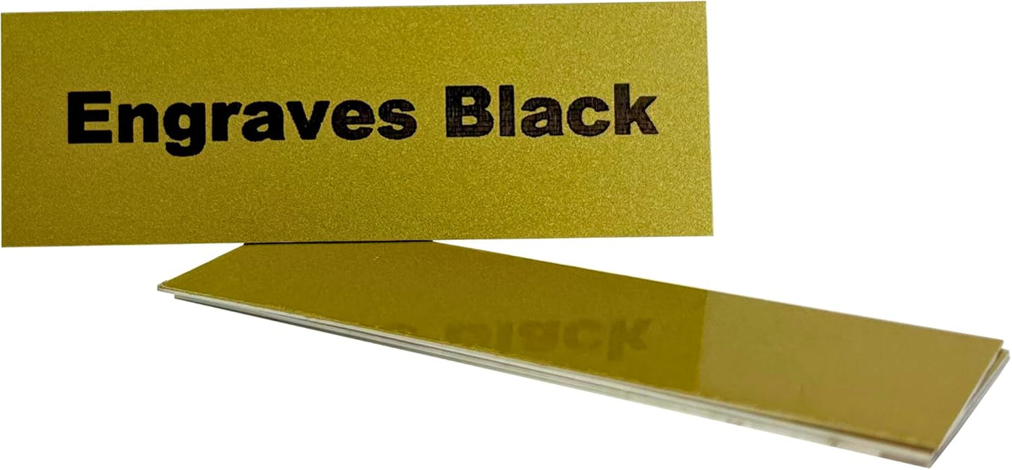 Blank Metal Plates for Laser Engraving - 4 Pack | Aluminum Sheets 0.020" Thick | CO2, Diode, Fiber Laser Compatible | Multiple Sizes & Colors (Gold (engraves black), 1x2 inch)