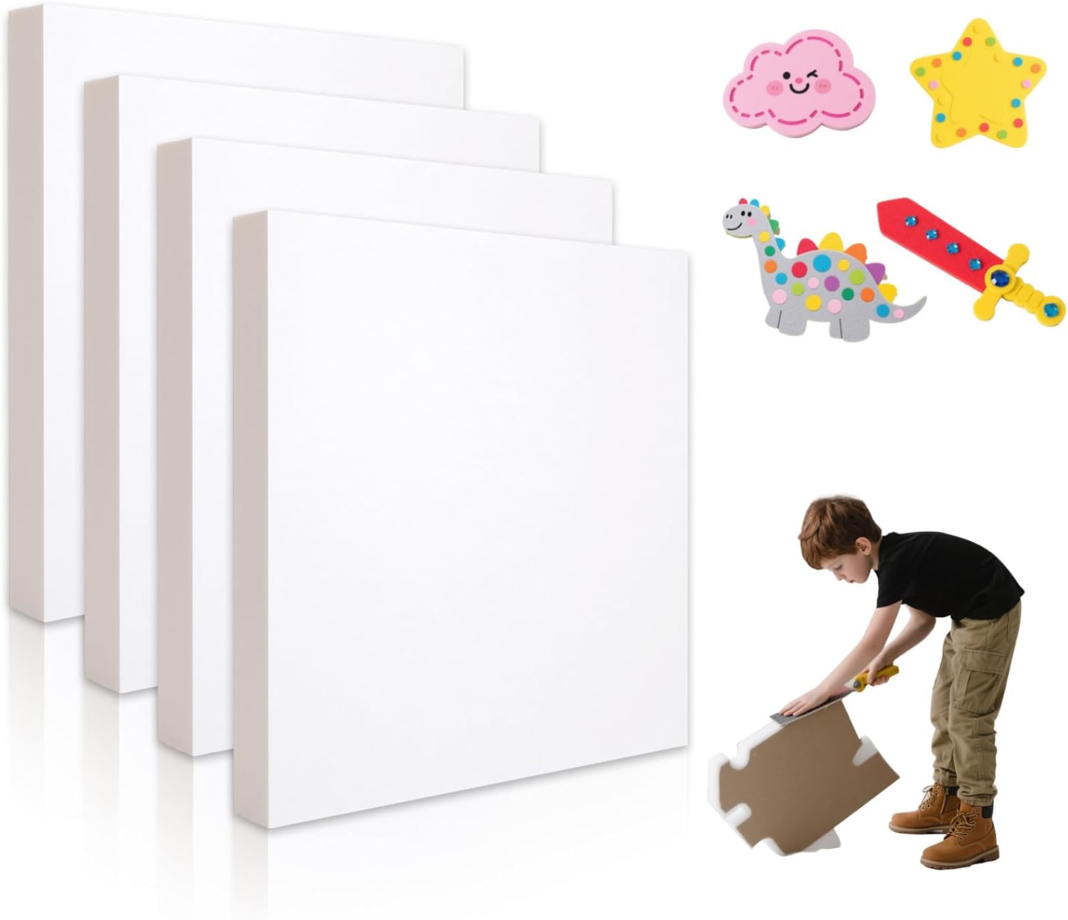 Gvereld High Density XPS Foam Board,4 Pack 11.7x11.7x0.79in Polystyrene Craft Foam Sheets, Rigid and Easy to Shape,DIY Modeling Art Projects, Party Decoration, Foam Cosplay, Heat Insulation - Crafty Corner