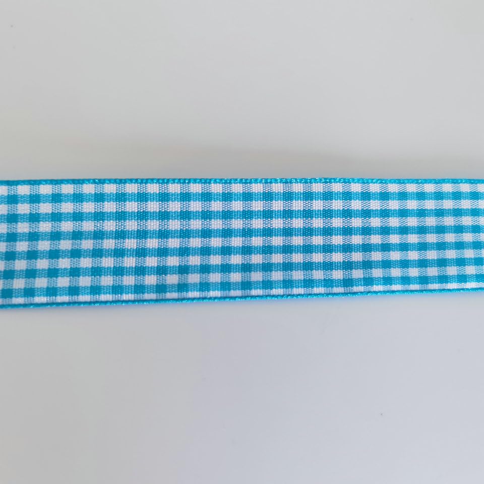 1 Inch Vivid Blue and White Woven Edge Plaid Ribbon Polyester Gingham Ribbon 25 Yards Each Roll
