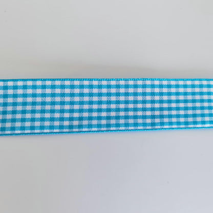 1 Inch Vivid Blue and White Woven Edge Plaid Ribbon Polyester Gingham Ribbon 25 Yards Each Roll