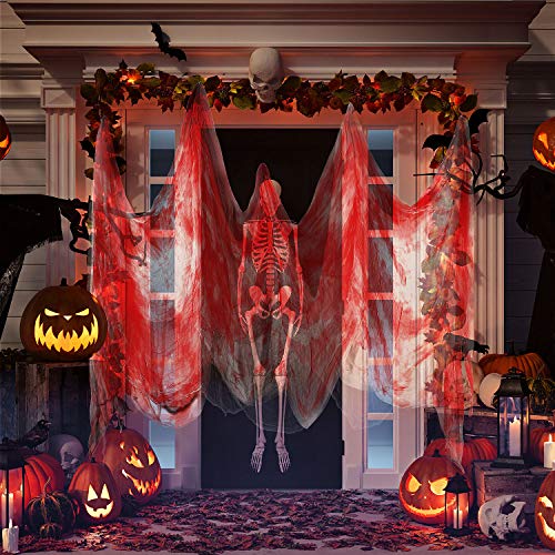 Halloween Cheese cloth 85 x 197 Inch Bloody Cheesecloth Roll for Crafts Large Cotton Muslin Gauze Fabric for Halloween Outdoor & Indoor Spooky Decoration