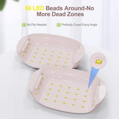 PUWANJILI UV Light for Resin,360° Ring Dual-Layer & Adjustable Time Setting (1/3/5min)UV Resin Light,56 LED High-Powered UV Lamp for Resin Curing,Fast Curing Lamp for Resin Molds,DIY Crafts Decor,Pink