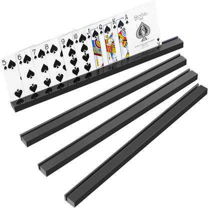 Playing Card Holders 13.4 Inches Black Acrylic Solid Card Holder for Playing Card Games (4 pcs., Black)
