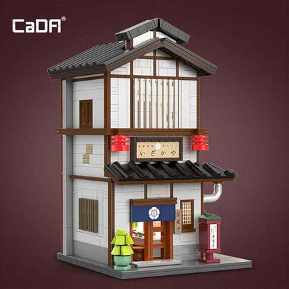 CaDA Master C66019W Japanese Style Yakitori Izakaya House Building Set,City Street Brick Kit with Lights, 1195PCS Modular House Idea Collect Gift for Adults