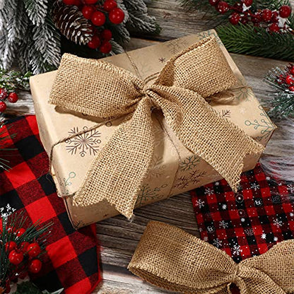 20 Yard 2 Inches Burlap Ribbon Wide Jute Ribbon Natural Burlap Fabric Roll Wired Edge for Wreaths