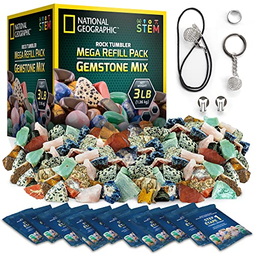 National Geographic Rock Tumbler Refill Kit with 3 Lbs. Rough Gems