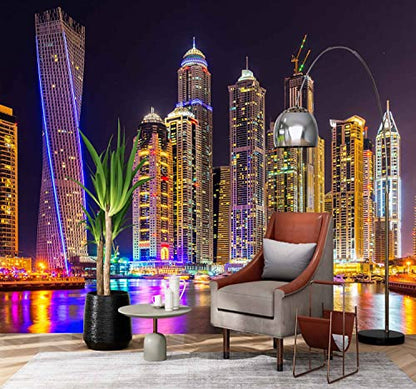 Mural Wallpaper Large City Night View (110.1 Sq Ft)
