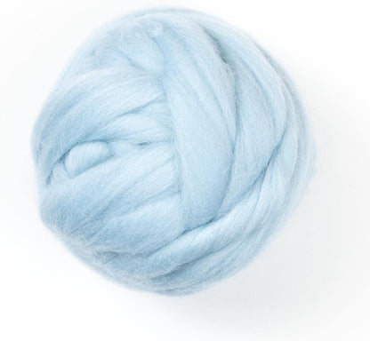 Kondoos Colored Natural Wool roving, 8 OZ. Best Wool for Needle Felting, Wet Felting, handcrafts and Spinning. (Light Blue)