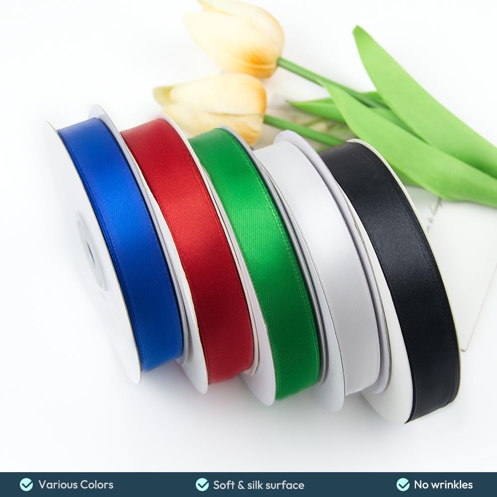 KMER LIFE 5/8" Wide x 50 Yards Golden Single Faced Polyester Satin Ribbon, Golden Satin Ribbon Perfect for Wedding Decor, Wreath, Crafts, Gift Wrapping & Other Projects (Golden) - Crafty Corner