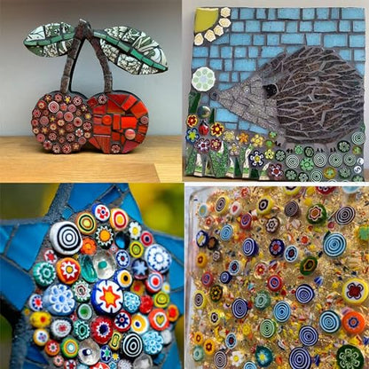 Flat Glass Millefiori for Mosaic Making Supplies (95 Count)