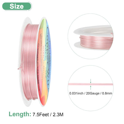 0.8 mm/20 Gauge Copper Wire for Jewelry Making, 7.5FT Copper Beading Craft Wire for Jewelry/Weaving/DIY Crafting/Planting, Color-Retaining [2.3 M, Rose Gold]