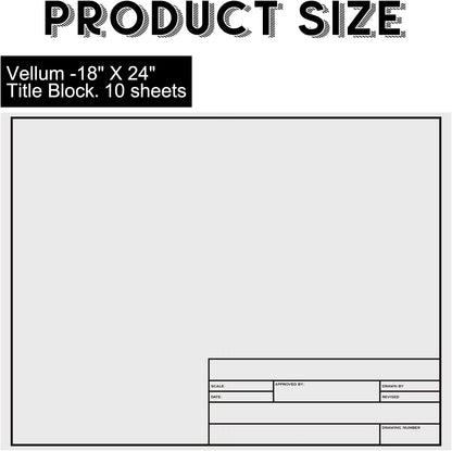 Geyee 10 Sheets Architectural Vellum Paper Translucent White Vellum Sheets Drafting Paper Rag with Border and Title Block(18 x 24 Inches)