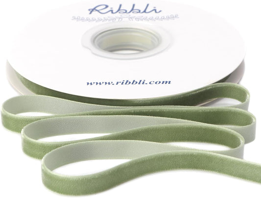 Ribbli Sage Green Velvet Ribbon 3/8 Inches Continuous10 Yard Spool Green Christmas Ribbon for Gift Wrapping Crafts Home Decor - Crafty Corner
