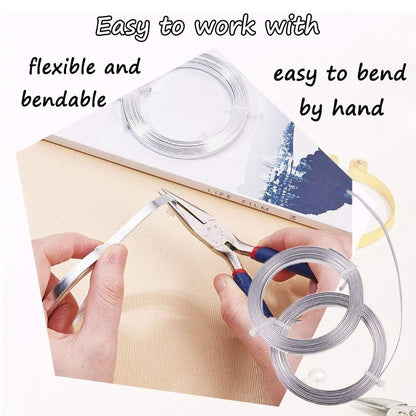 Flat Aluminum Wire Bendable Flat Wire for Crafts 5mm Metal Strips for DIY Jewelry Making Bezel Sculpting Armature 18Gauge 6.5Feet/Roll 2Rolls (5mm Wide, Silver, 2)