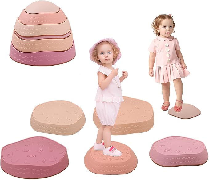 Fanboxk Stepping Stones for Kids,Non-Slip Toddler Sensory Stepping Stones for Promoting Toddler Balance Coordination Skills,Obstacle Courses Sensory Toys Outdoor or Indoor Play for Kids Age 3-8