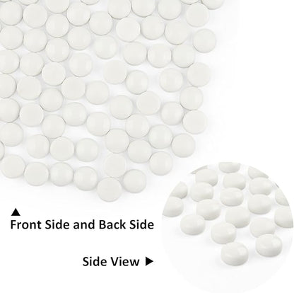 Artspac Glass Mosaic Tiles for Crafts Bulk,150g Round Mosaic Glass Pieces,White Mosaic Tiles for DIY Garden Crafts Supplies, Crafts Ornaments