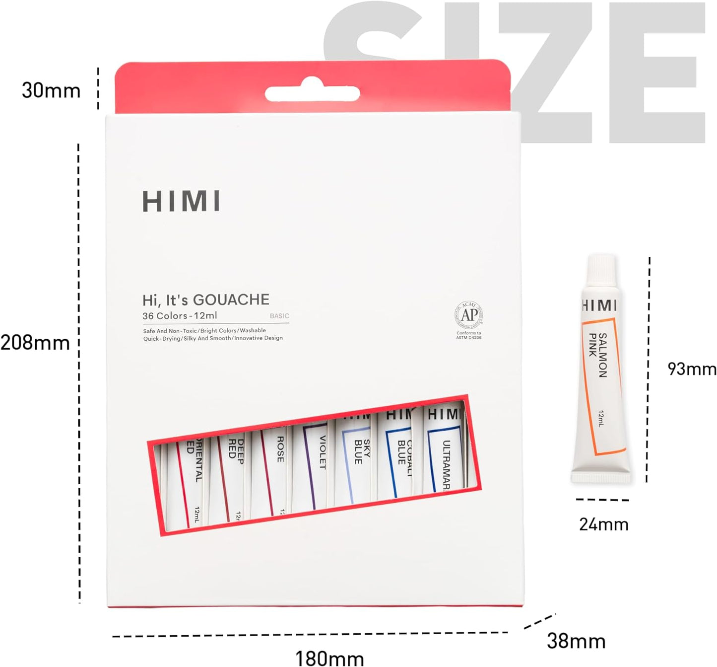 HIMI Gouache Paint Tube Set -36 Colors 12ml, with Rich Pigments, Gouache paint Non-Toxic, suitable for Beginners, Artists, and Hobby Painters. Beautiful Gifts for Art Supplies Painting（36 colors）