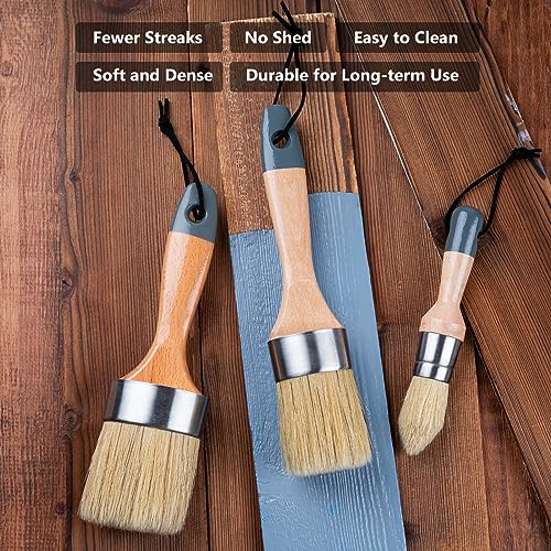 3 Pack Chalk & Wax Paint Brushes Set