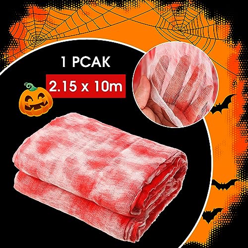 Halloween Cheese cloth 85 x 394 Inch Bloody Cheesecloth Roll for Crafts Large Cotton Muslin Gauze Fabric for Halloween Outdoor & Indoor Spooky Decoration