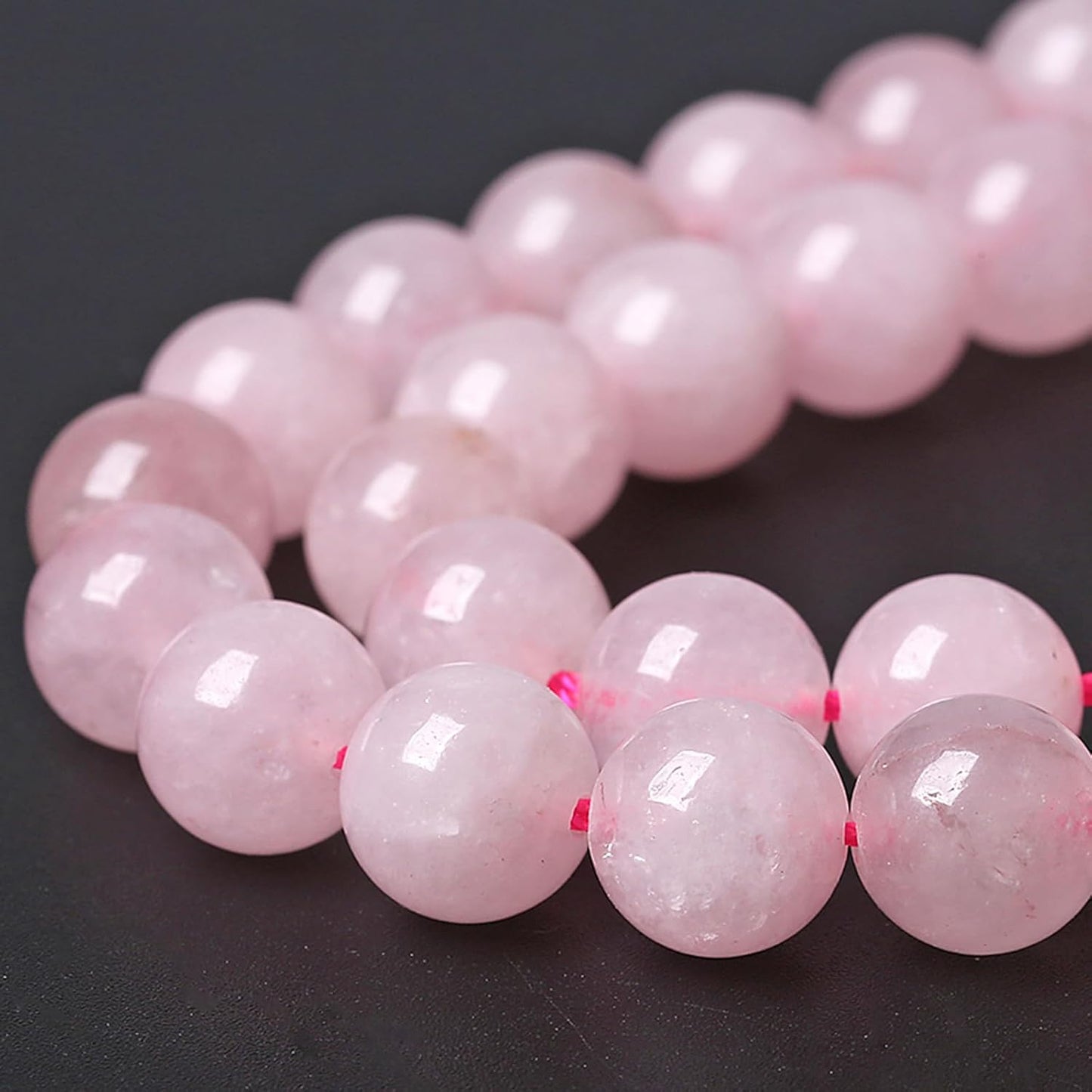 72pcs 10MM Natural Rose Quartz Stone Energy Healing Beads Round Loose Beads for Jewelry Making Bracelet Necklaces 2 Strands 32"