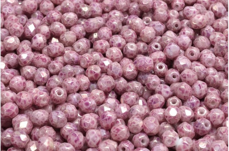 2.1oz (60 g) Mix of Unique Czech Bohemia Glass Pressed Beads, Dirty Pink Antique, Table Cut, Matte and Glossy, Faceted Fire Polish, Hand Made Set Kit BCV (2.1164 Ounce)